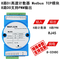 流量脉冲8路DI8路DO高速计数器频率转网页PWM输出Mod  RJ45
