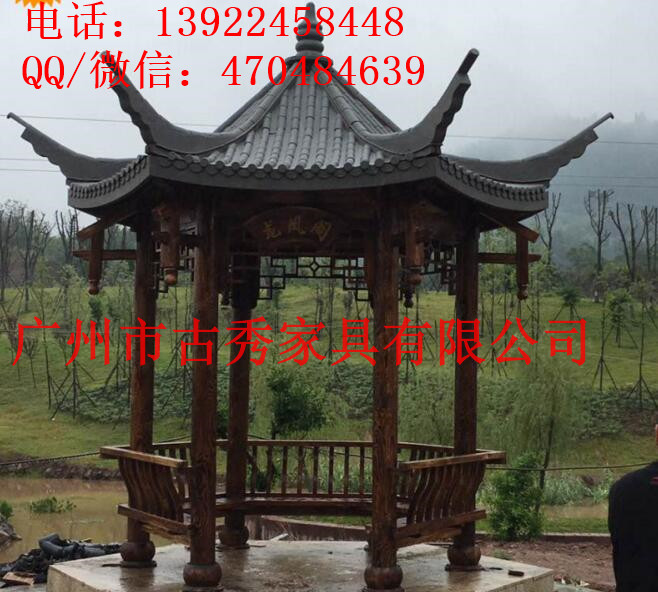 成品防腐木六角凉亭，欧式实木四角凉亭，仿古木八角亭子