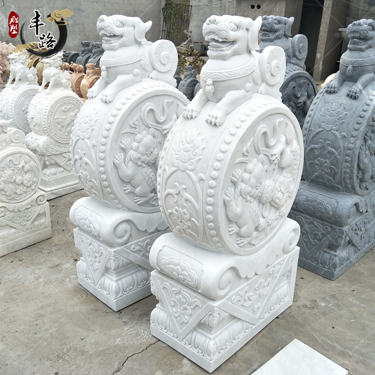 汉白玉石鼓 大理石门墩大门口摆件