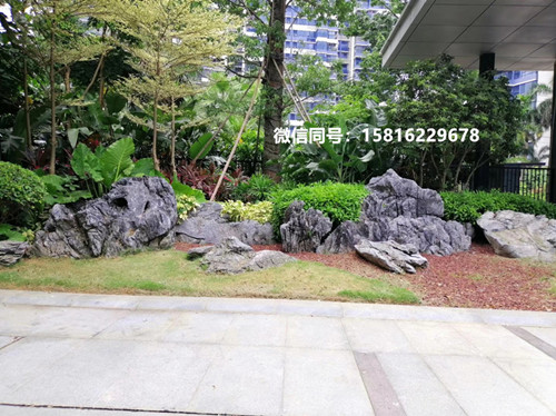 低价大型直销英德石 工程石驳岸石 小区英石效果图