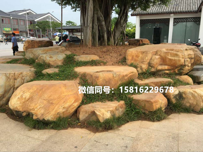 庭院景观黄蜡石 大型假山黄蜡石 草坪黄蜡石点缀