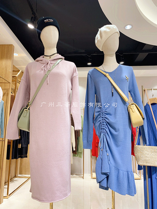 东大门毛衣连衣裙淑女优雅女装品牌折扣尾货走份  品牌女装尾货货源  女装进货渠道  服装库存货源批发