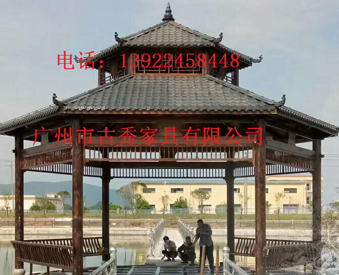 欧式防腐木走廊，度假山庄实木长廊，景观木质廊架