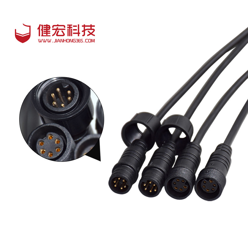 厂家直销防水公母插头线M18带螺帽尼龙防水插头 防水连接器 防水连接线