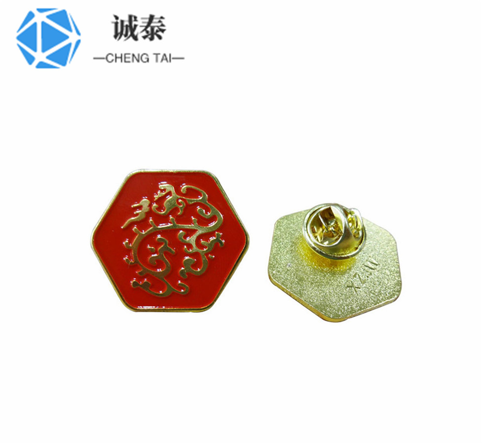金色烤漆徽章环保徽章制作深圳年会胸章厂