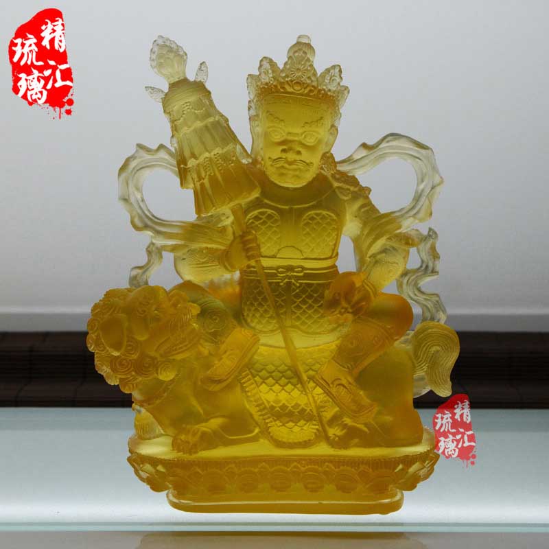 广州古法脱蜡琉璃财宝天王厂家直销，财宝天王寺庙供奉&nbsp;&nbsp;琉璃佛像摆件&nbsp;&nbsp;佛教用品批发
