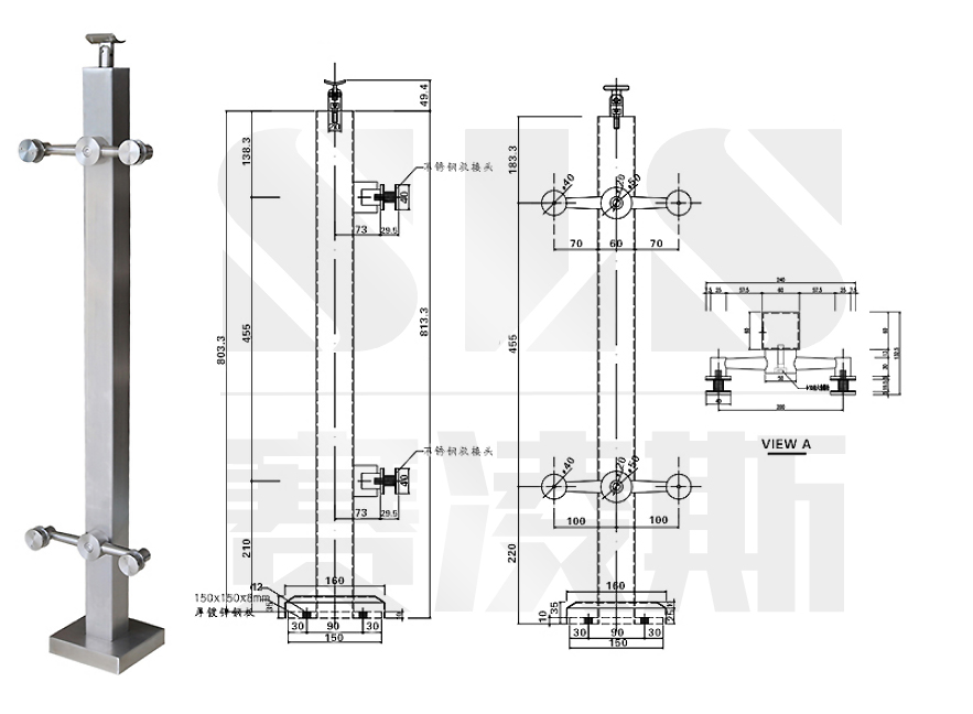 供应天津安全牢固不锈钢立柱 304#价廉物美阳台楼梯定做  玻璃扶手