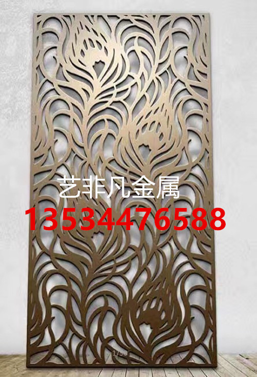 花格镂空玫瑰金不锈钢屏风装饰为居室点缀  雕刻屏风  隔断屏风  花格屏风