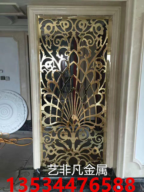客厅玫瑰金不锈钢屏风创造出愉悦的轻松气氛  雕刻屏风  隔断屏风  花格屏风