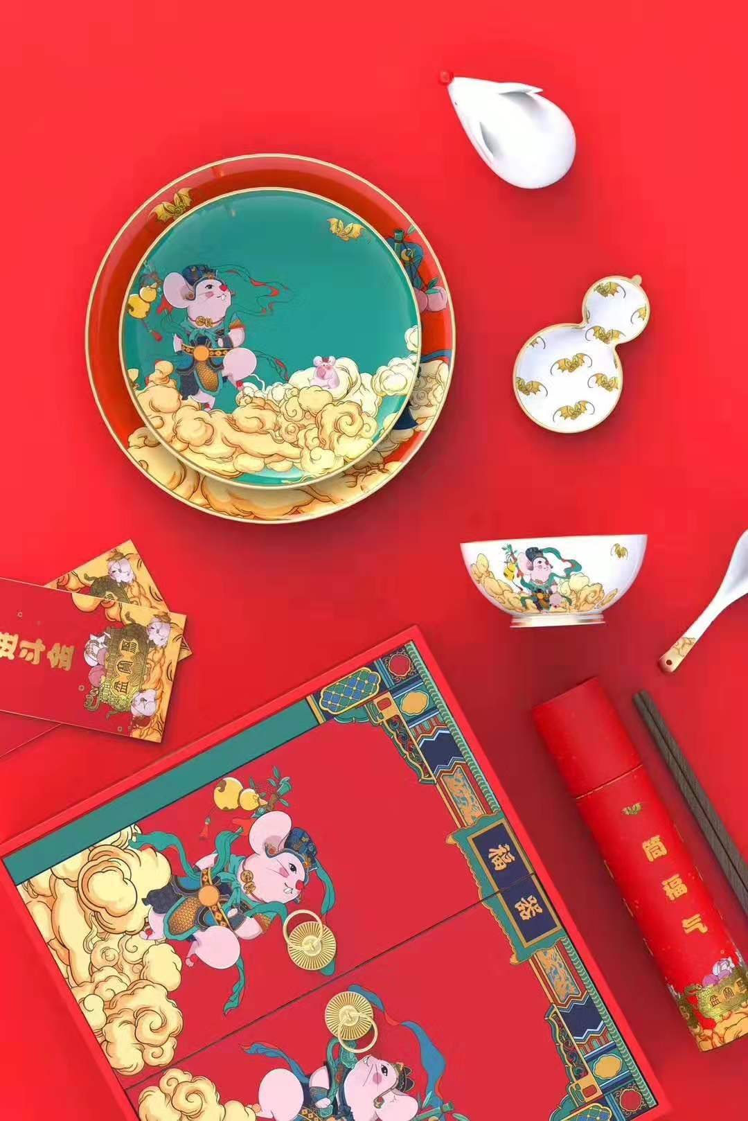 定制新年礼品餐具批发 鼠年春节礼品餐具可定制  新年礼品餐具定制