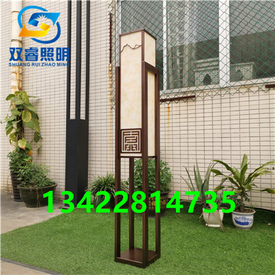 中铁柱入口步道灯户外仿云石景观灯镀铜拉丝立柱灯定制