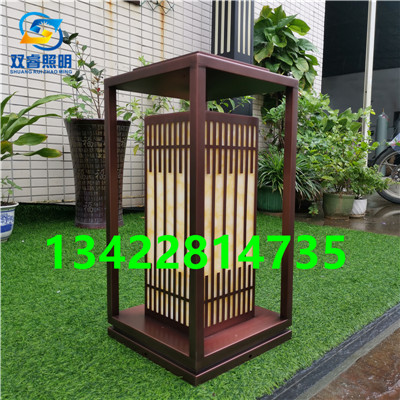 不锈钢草坪灯紫铜拉丝庭院灯简约仿云石立柱灯