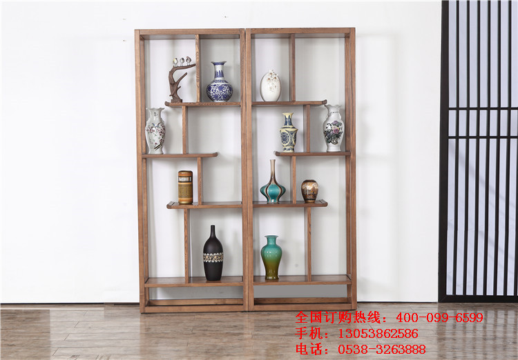 湛江木言木语黄菠萝木中式实木博古架 时尚简约设计  新中式实木家具