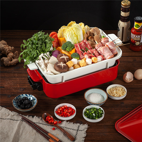 小智多功能锅料理锅 烤食代 烤肉火锅一体锅网红家用  小智料理锅  烤食代料理锅  网红一体锅