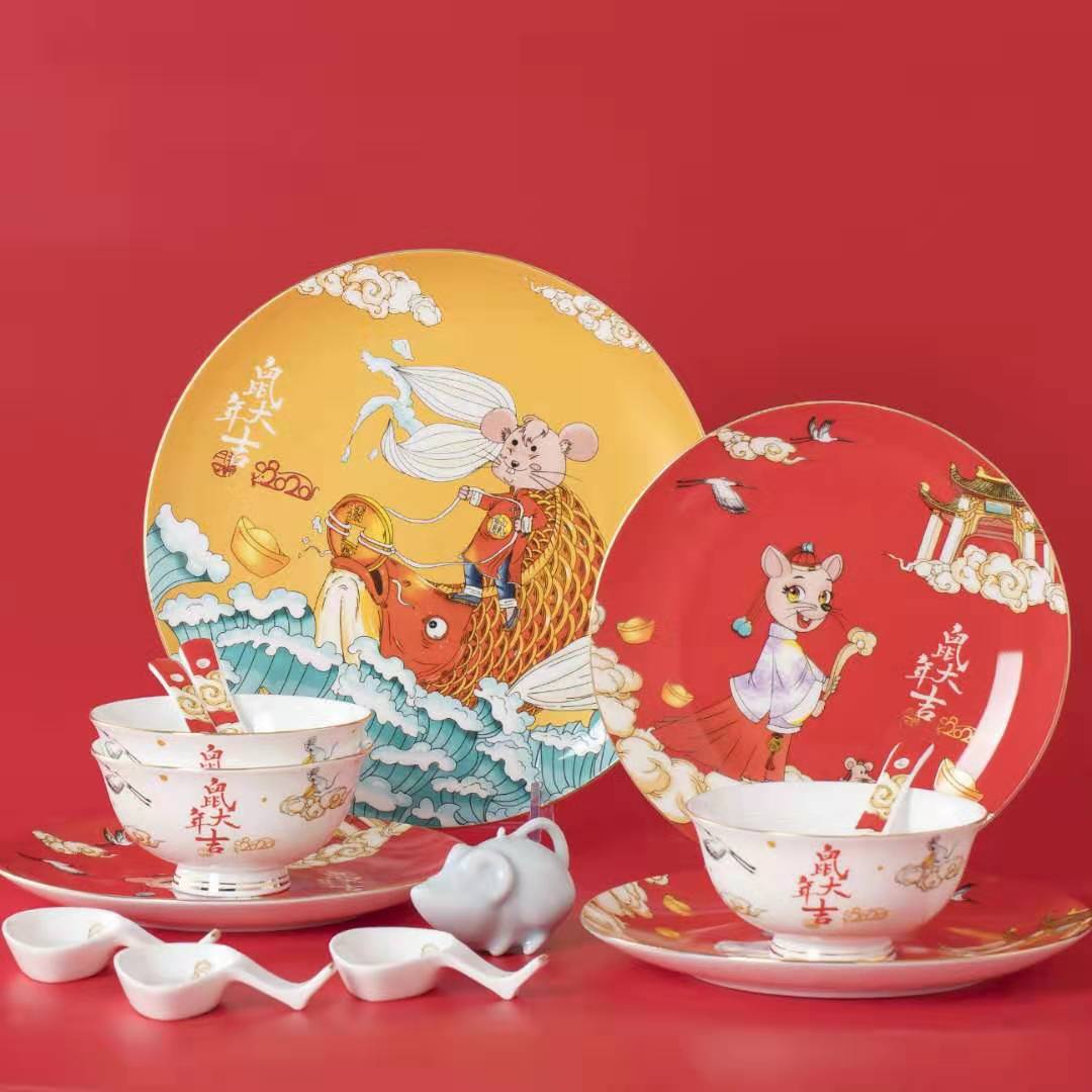 春节慰问品餐具批发厂家  春节慰问餐具批发  陶瓷餐具厂家