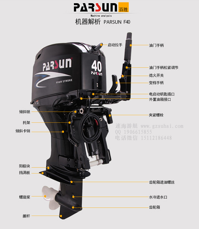 百胜牌40马力船挂机,百胜船挂机价格,百胜汽油机供应
