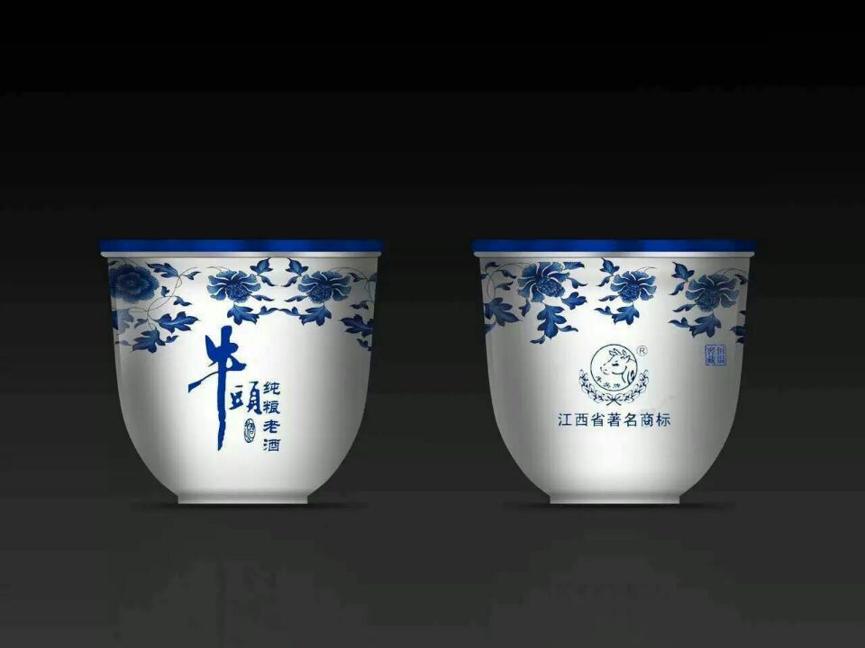 青花仿古手绘陶瓷一口杯 送礼佳品四件套小杯子