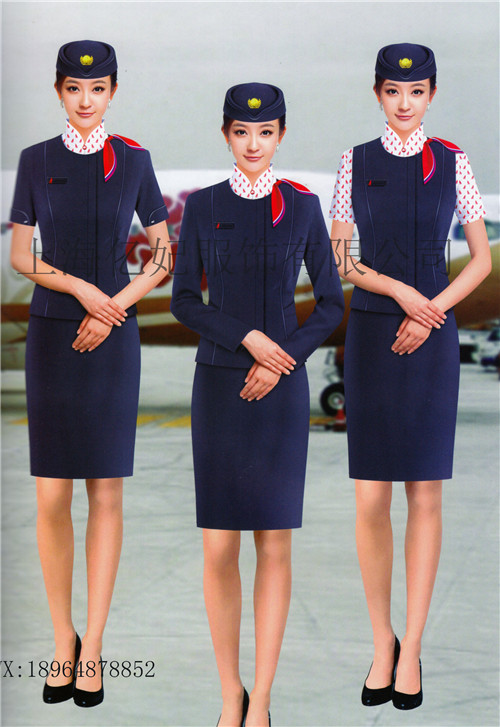 上海空姐制服导医工作服定制高铁乘务员制服  上海空乘导医工作服  职业套装短袖新款