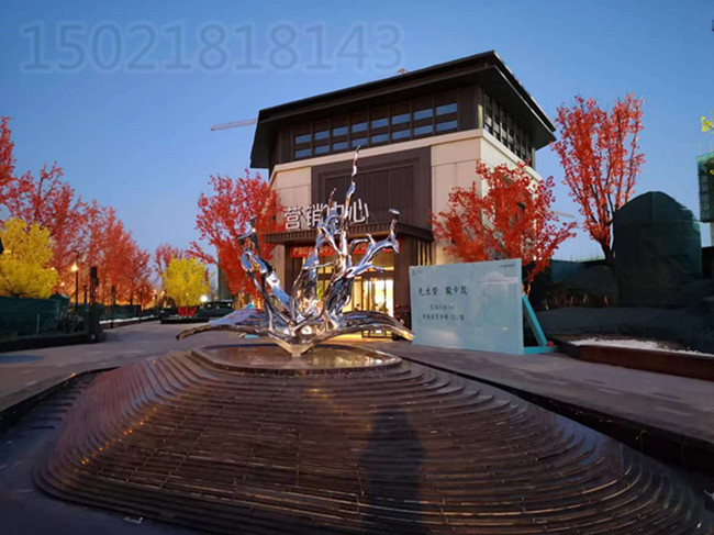 长春售楼展示区不锈钢水花雕塑 金属异形水景景观摆件&nbsp;&nbsp;金属异形摆件