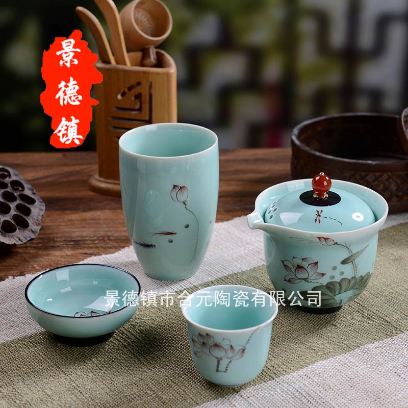 景德镇旅行陶瓷茶具套装批发  景德镇旅行茶具套装  旅行茶具批发