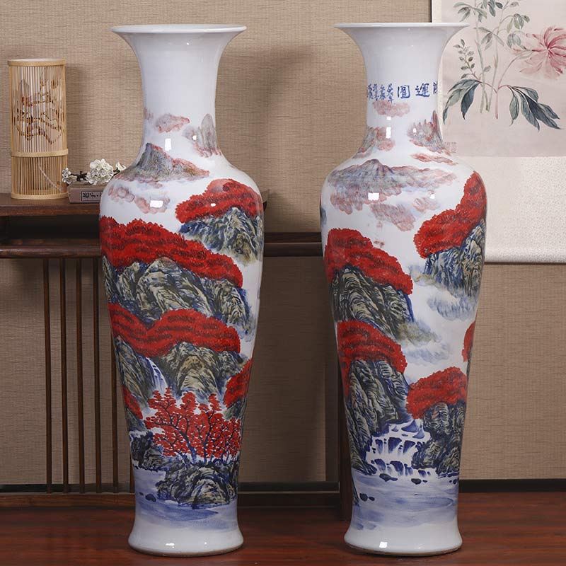 景德镇山水陶瓷大花瓶批发 礼品大花瓶批发厂家  景德镇山水大花瓶