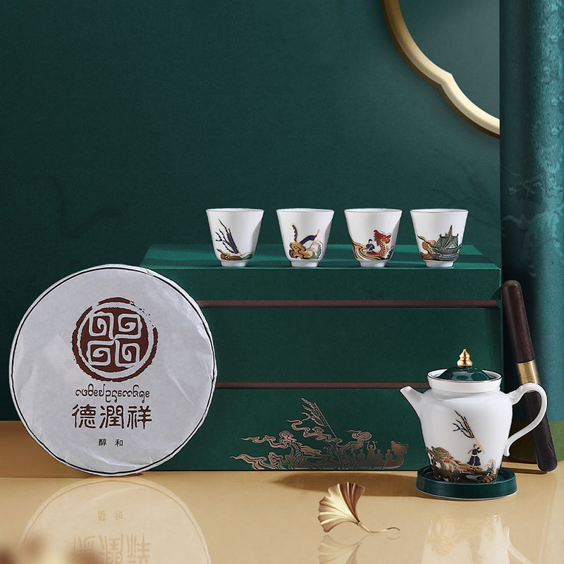 端午节商务文创礼品茶具套装，龙池竞渡图茶器礼品套装  端午节茶具套装  龙池竞渡茶器礼