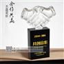 合作共赢握手水晶奖杯 优秀合作伙伴水晶奖杯定制