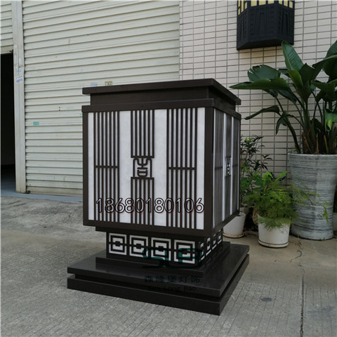 楼盘展区景观灯镀锌钢柱头灯深咖色云石草坪灯宫灯  楼盘景观灯  云石宫灯