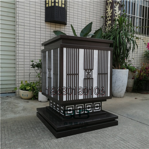 楼盘展区景观灯镀锌钢柱头灯深咖色云石草坪灯宫灯  楼盘景观灯  云石宫灯