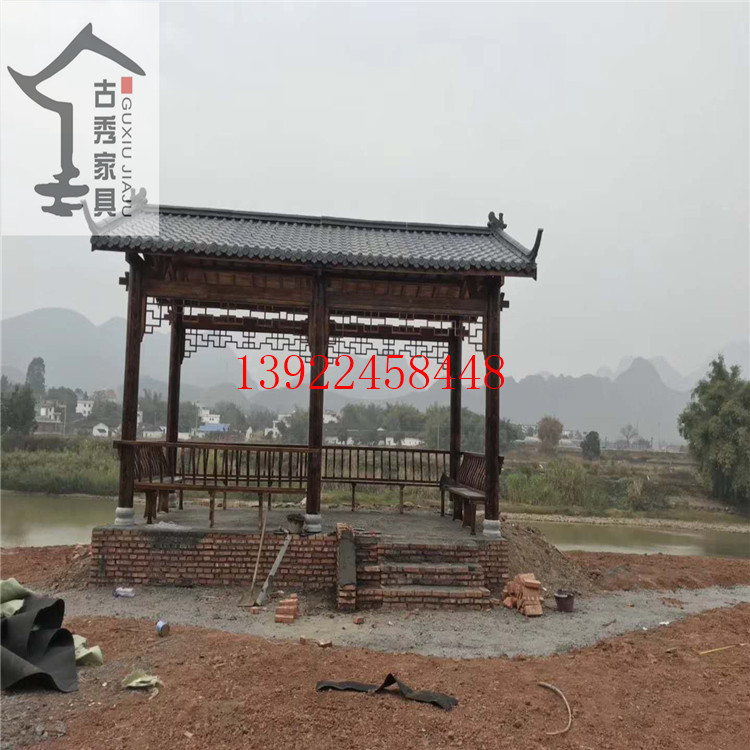 古建水榭四角凉亭，木质六角凉亭价格