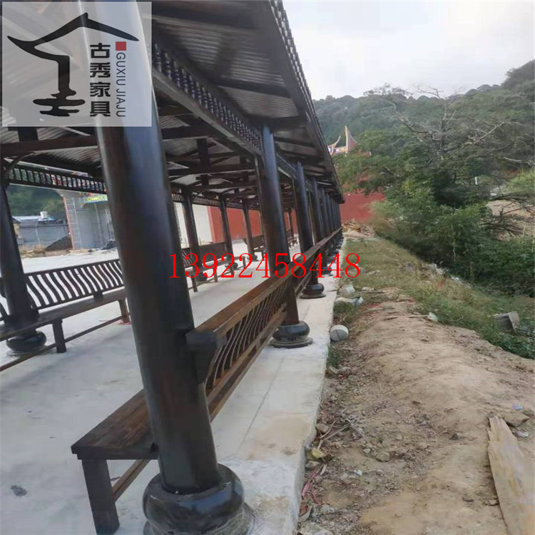 木质景观花架，碳化防腐木廊架，庭院中式长廊