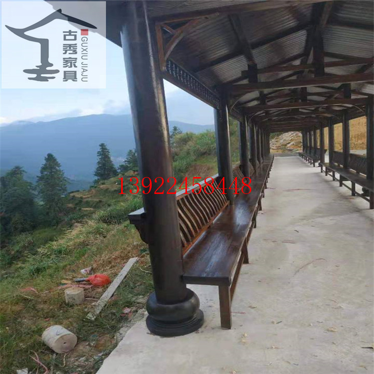 木质景观花架，碳化防腐木廊架，庭院中式长廊