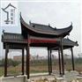 古建青瓦木质长廊，仿古防腐木中式走廊
