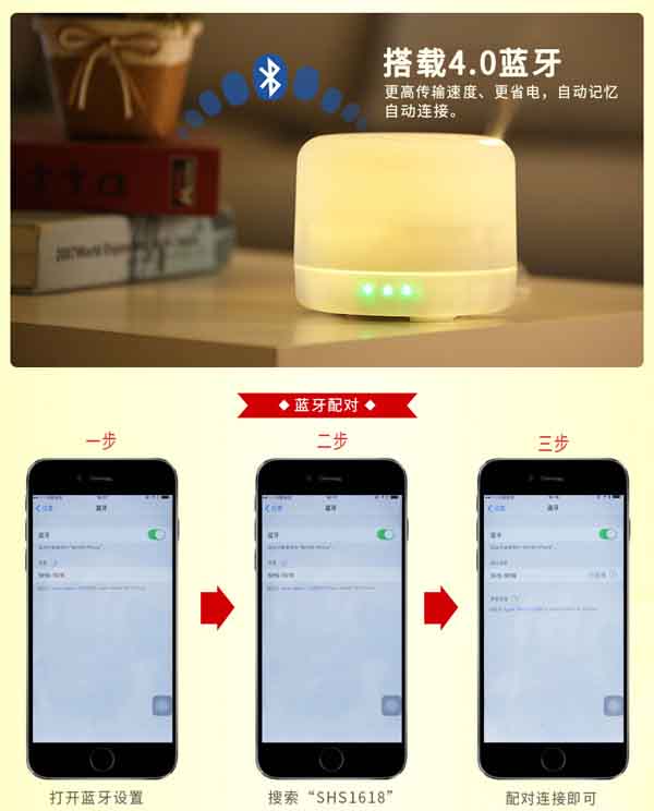 香薰灯加湿器生产厂家卧室夜灯生产厂家  蓝牙音响