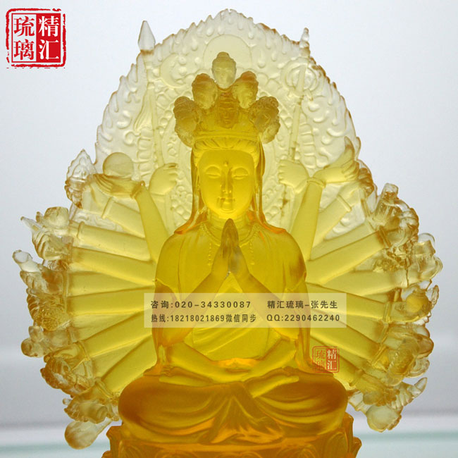 千手观音菩萨佛像 古法琉璃佛像供奉 广州佛像厂家  广州深圳琉璃厂家