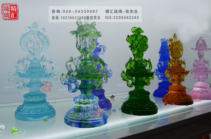 广州八吉祥古法琉璃佛具 佛前供具批发制作  广州琉璃生产厂家  八吉祥琉璃佛具  佛前琉璃供具