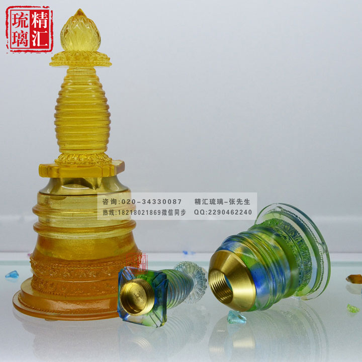古法琉璃佛具佛教用品厂家直销 噶当塔佛具摆件  佛具用品批发  琉璃嘎当塔
