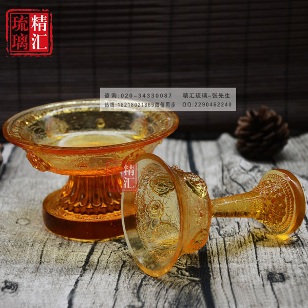 古法琉璃护法杯 琉璃佛具 广州深圳琉璃厂家  古法琉璃佛具