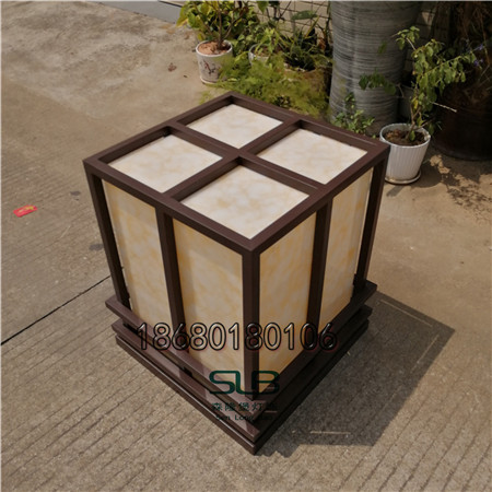 家用灯箱透光仿云石草坪灯深咖色喷漆柱头灯定制  深咖色柱头灯