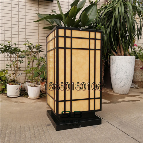云石柱头灯城市绿化草坪灯黑色烤漆地灯庭院花园灯  仿云石柱头灯