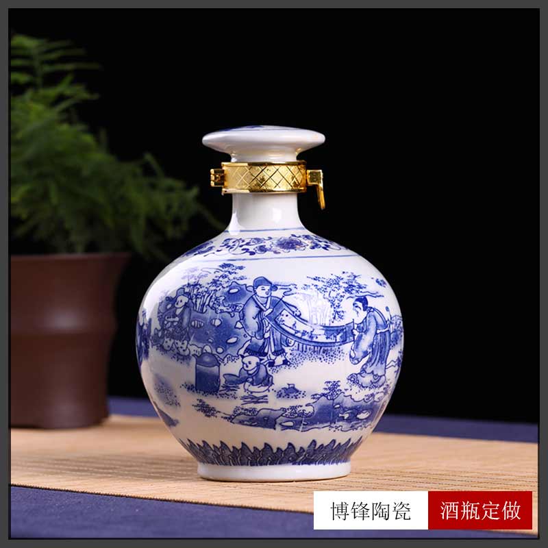 景德镇经典传统青花陶瓷白酒瓶5斤装定制批发&nbsp;&nbsp;创意酒壶&nbsp;&nbsp;青花陶瓷酒坛子&nbsp;&nbsp;景德镇白酒瓶5斤