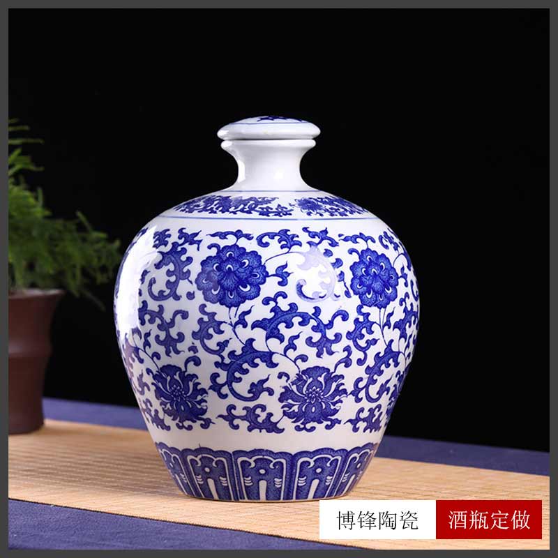 景德镇经典青花山水人物陶瓷酒坛子5斤10斤装复古酒罐&nbsp;&nbsp;复古酒坛&nbsp;&nbsp;青花陶瓷酒瓶&nbsp;&nbsp;存酒罐