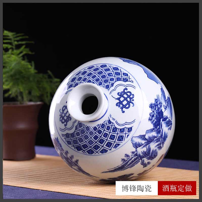 古典传统青花山水人物原浆白酒瓶复古空酒坛子10斤装&nbsp;&nbsp;陶瓷酒瓶&nbsp;&nbsp;青花陶瓷酒坛&nbsp;&nbsp;复古白酒瓶5斤装