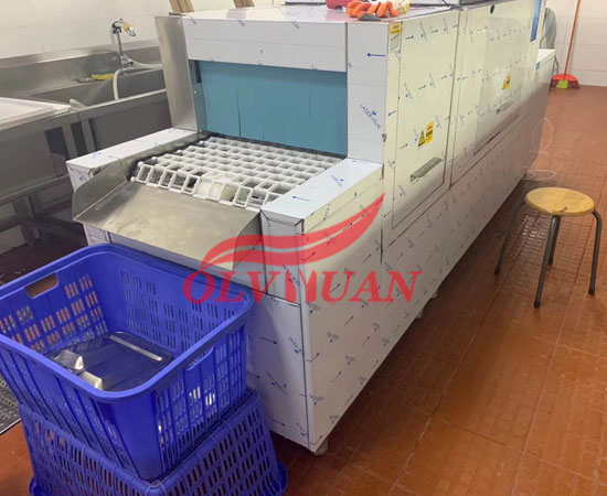 长龙式商用洗碗机，食堂酒店厨房清洗烘干消毒一体机  酒店厨房洗碗机
