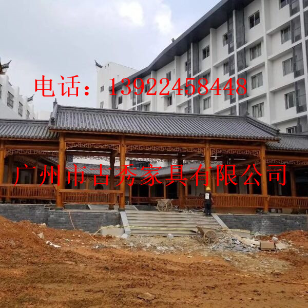 古建木质长廊，古建防腐木长廊，仿古景观长廊