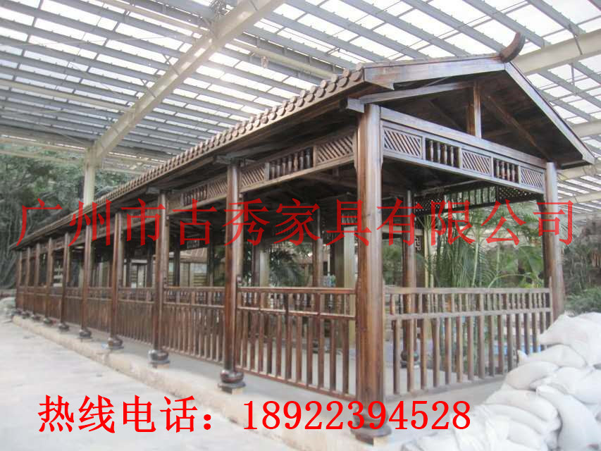防腐木景观长廊，文化广场长廊，仿古木长廊广州厂家