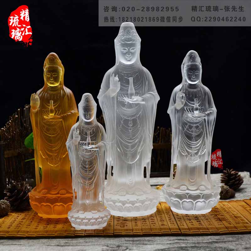 净瓶观音琉璃佛像 广州琉璃佛像寺庙佛堂供奉 观世音菩萨琉璃佛像 净瓶观音佛像 广州琉璃生产厂家