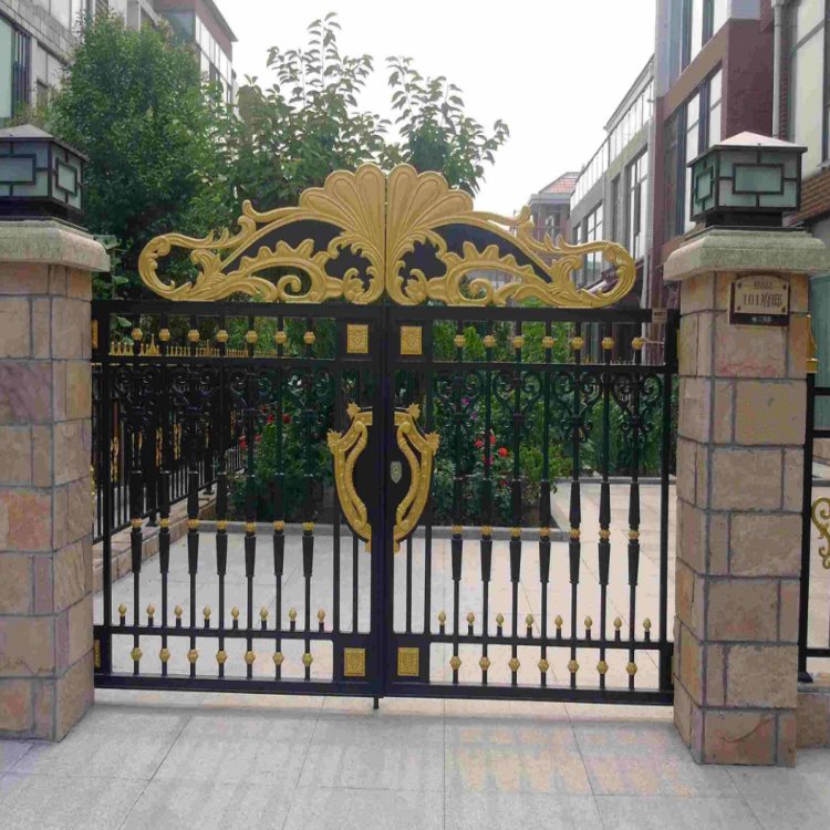 石家庄新华区封板铝艺大门欧式铝艺护栏安装 别墅大门 别墅铝艺大门