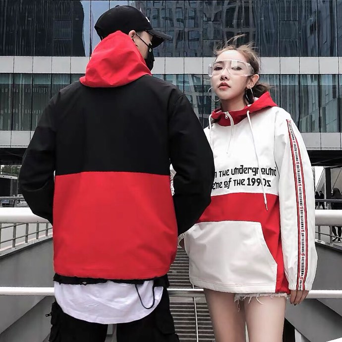 情侣装新款中性风套头宽松潮牌外套尾货批发  情侣装批发