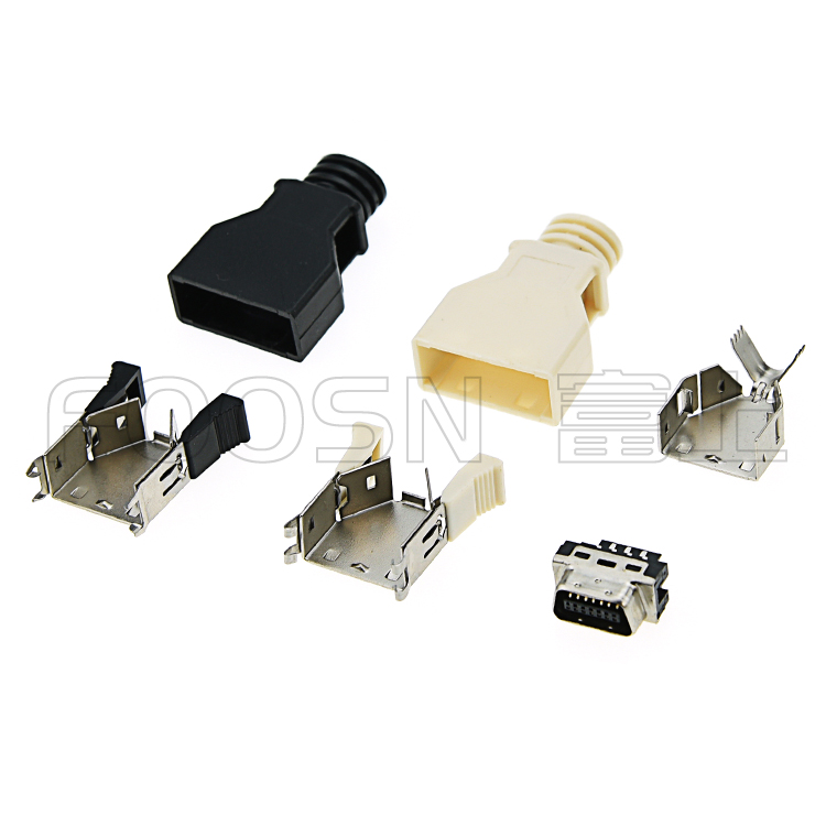 SCSI 14Pin卡钩弹片式焊线公头, HPCN 14芯连